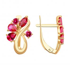 Золотые серьги SOKOLOV с рубиновым корундом 724755 фото