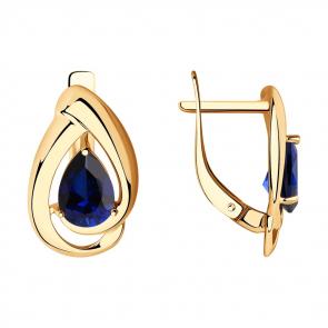 Золотые серьги SOKOLOV с сапфировым корундом 724773 фото