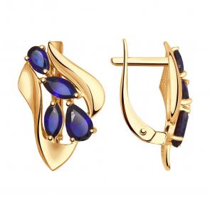 Золотые серьги SOKOLOV с сапфировым корундом 724804 фото