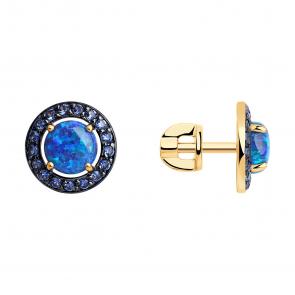 Золотые серьги SOKOLOV с фианитом и опалом 725087 фото