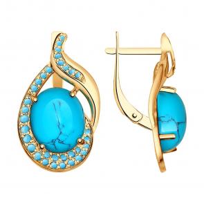 Золотые серьги SOKOLOV с бирюзой и шпинелью 725093 фото