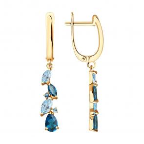 Золотые серьги SOKOLOV с топазом, фианитом и Лондон топазом 725110 фото