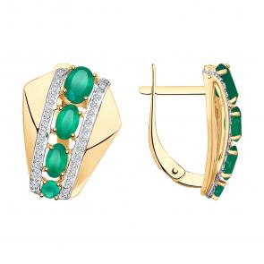 Золотые серьги SOKOLOV с фианитом и агатом 725117 фото