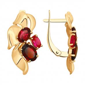 Золотые серьги SOKOLOV с гранатом, родолитом и рубиновым корундом 725128 фото