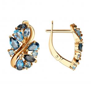 Золотые серьги SOKOLOV с топазом и Лондон топазом 725136 фото