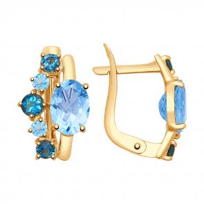 Золотые серьги SOKOLOV с топазом и Лондон топазом 725259 фото