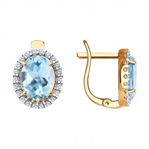 Золотые серьги SOKOLOV с топазом и фианитом 725268 фото