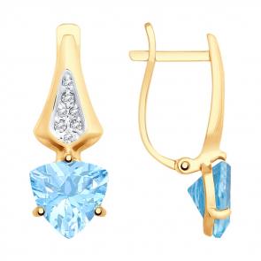 Золотые серьги SOKOLOV с топазом и фианитом 725466 фото