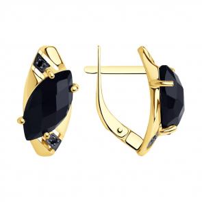 Серьги из лимонного золота SOKOLOV с фианитом и агатом 725522-2 фото