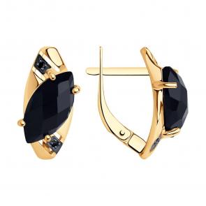 Золотые серьги SOKOLOV с фианитом и агатом 725522 фото