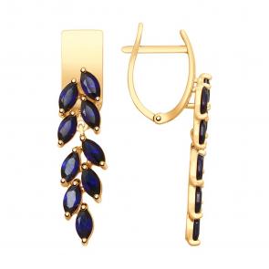 Золотые серьги SOKOLOV с сапфировым корундом 725567 фото