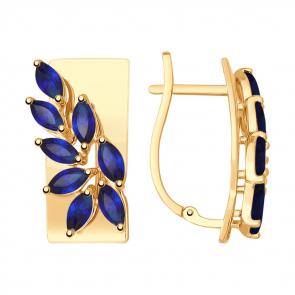 Золотые серьги SOKOLOV с сапфировым корундом 725573 фото