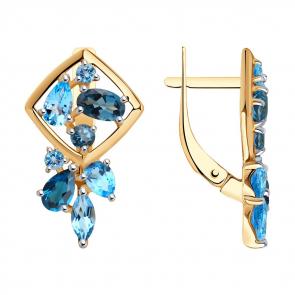 Золотые серьги SOKOLOV с топазом и Лондон топазом 725616 фото