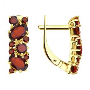 Серьги из лимонного золота SOKOLOV с гранатом 725701-2 фото