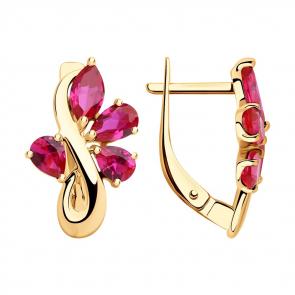 Золотые серьги SOKOLOV с рубиновым корундом 725756 фото