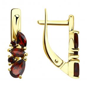 Серьги из лимонного золота SOKOLOV с гранатом 725805-2 фото