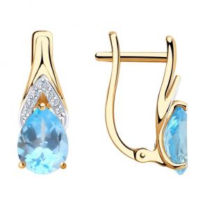 Золотые серьги SOKOLOV с топазом и фианитом 725890 фото