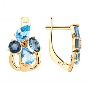 Золотые серьги SOKOLOV с топазом и Лондон топазом 725897 фото