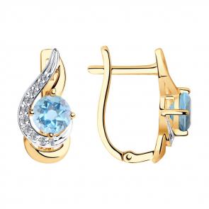 Золотые серьги SOKOLOV с топазом и фианитом 725932 фото