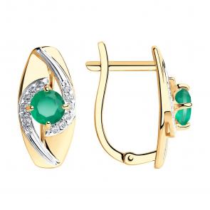 Золотые серьги SOKOLOV с фианитом и агатом 725937 фото