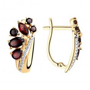 Золотые серьги SOKOLOV с фианитом и гранатом 725938 фото