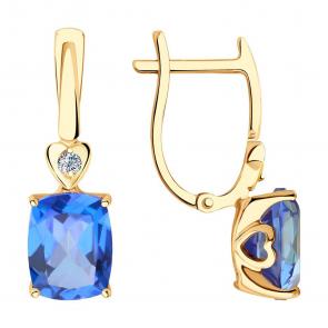 Золотые серьги SOKOLOV с топазом Swarovski и Swarovski 726880 фото