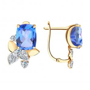 Золотые серьги SOKOLOV с топазом Swarovski и Swarovski 726987 фото