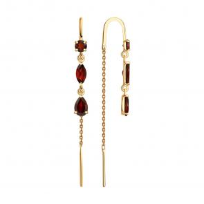 Золотые серьги SOKOLOV с гранатом 727022 фото