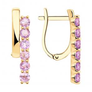 Золотые серьги SOKOLOV с аметистом 727068 фото