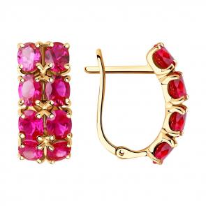Золотые серьги SOKOLOV с рубиновым корундом 727086 фото