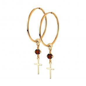 Золотые серьги-кресты SOKOLOV с гранатом 727093 фото