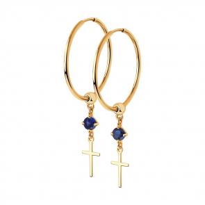 Золотые серьги-кресты SOKOLOV с сапфировым корундом 727094 фото