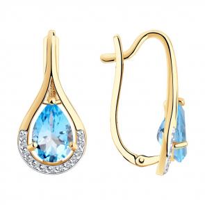 Золотые серьги SOKOLOV с топазом и фианитом 727134 фото