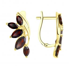 Серьги из лимонного золота SOKOLOV с гранатом 727192-2 фото