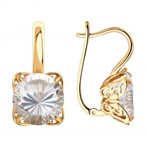 Золотые серьги SOKOLOV с горным хрусталём 727249 фото