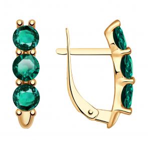 Золотые серьги SOKOLOV с гидротермальным изумрудом 727272 фото