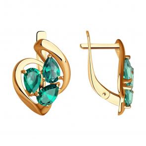 Золотые серьги SOKOLOV с гидротермальным изумрудом 727275 фото