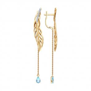 Золотые серьги SOKOLOV с топазом и фианитом 727311 фото