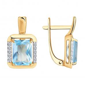 Золотые серьги SOKOLOV с топазом и фианитом 727315 фото