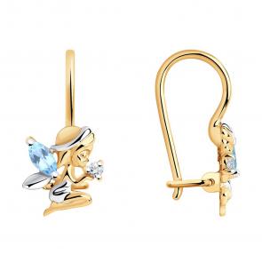 Золотые серьги SOKOLOV с топазом и фианитом 727381 фото