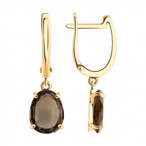 Золотые серьги SOKOLOV с раухтопазом 727391 фото