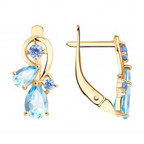 Золотые серьги SOKOLOV с топазом и фианитом 727438 фото