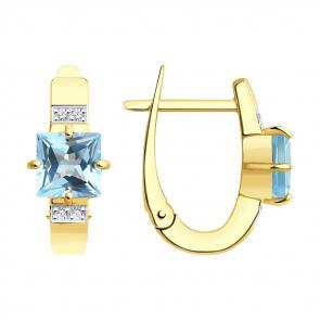 Серьги из лимонного золота SOKOLOV с топазом и фианитом 727506-2 фото