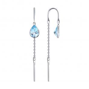 Серьги из белого золота SOKOLOV с топазом 727513-3 фото