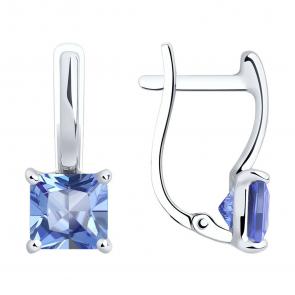 Серьги из белого золота SOKOLOV с ситаллом цвета Танзанит 727520 фото