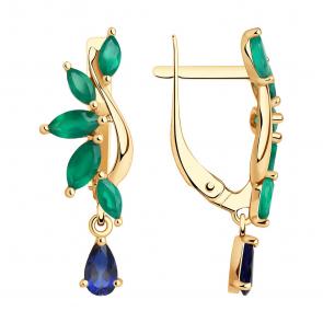 Золотые серьги SOKOLOV с агатом и сапфировым корундом 727555 фото