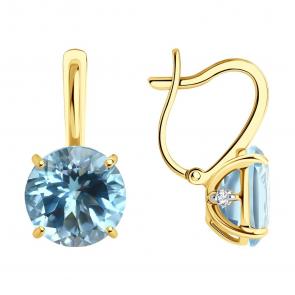 Серьги из лимонного золота SOKOLOV с топазом и фианитом 727557-2 фото