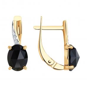 Золотые серьги SOKOLOV с фианитом и агатом 727609 фото