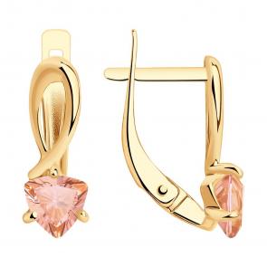 Золотые серьги SOKOLOV  с ситаллом цвета Морганит 727661 фото