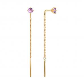 Золотые серьги SOKOLOV с аметистом 727662 фото